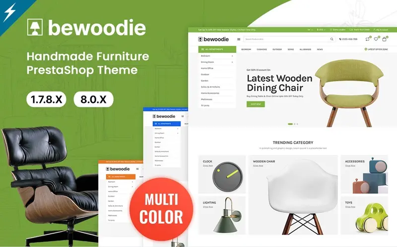 Bewoodie Furniture, Decor, and Handicrafts PrestaShop Theme