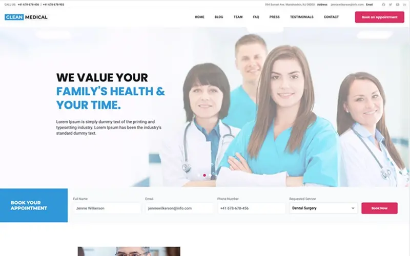 Free Clean Medical WordPress Theme for Clinics and Doctors