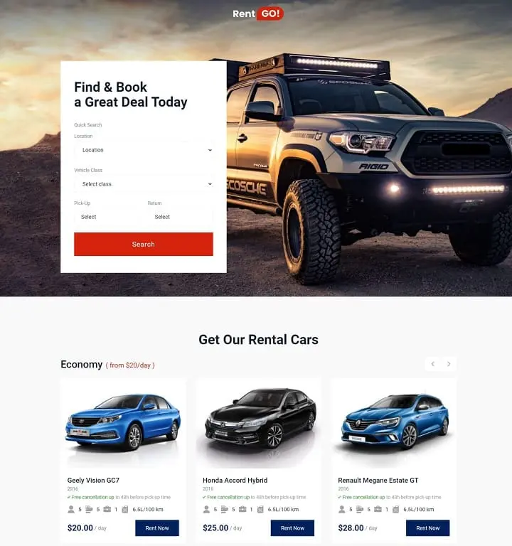 multipurpose vehicle car rental wordpress theme