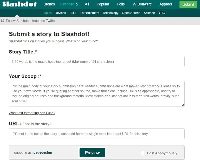 slashdot submit a story